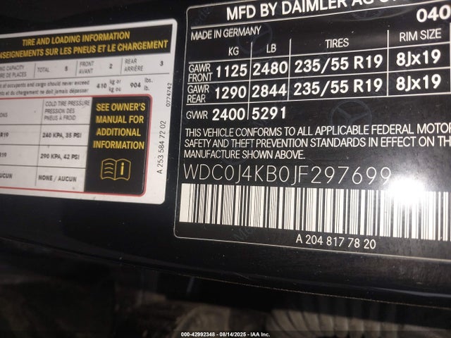 2018 MERCEDES-BENZ GLC 300 COUPE WDC0J4KB0JF297699 Photo 8