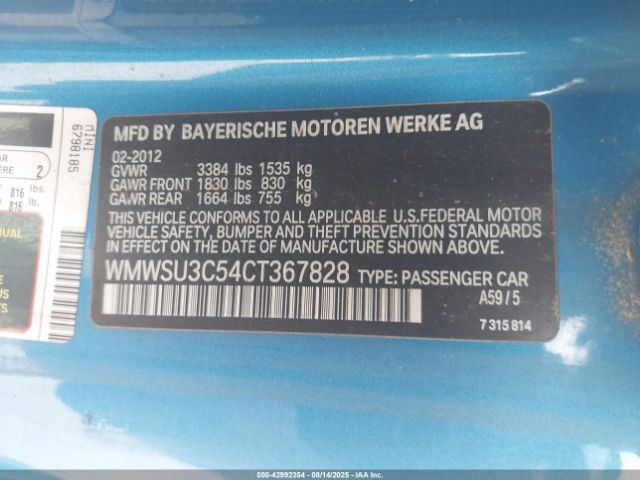 2012 MINI COOPER WMWSU3C54CT367828 Photo 8