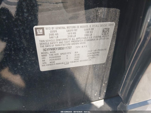 2011 CADILLAC SRX 3GYFNBEY0BS611707 Photo 8