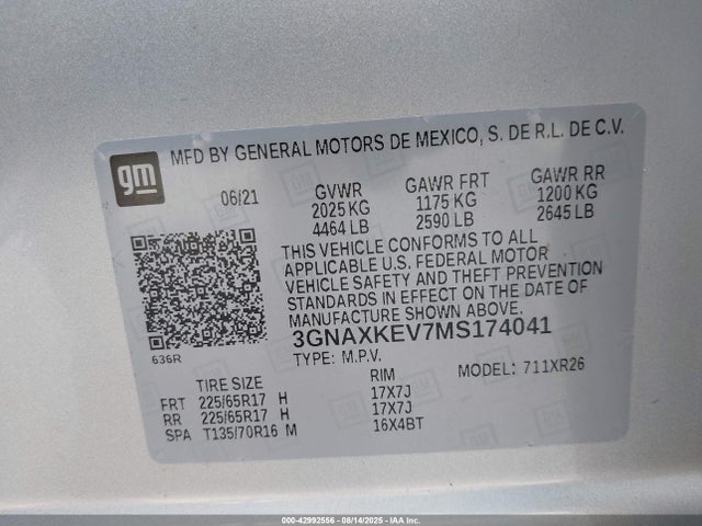 Chevrolet lyx 2021 3GNAXKEV7MS174041 Image 9