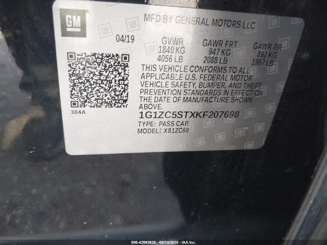 1G1ZC5STXKF207698 Chevrolet lfv - direct injection, variable valve timing, gen 1