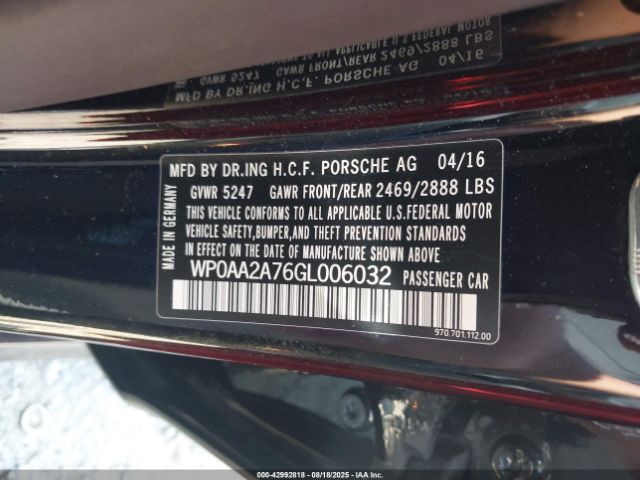 2016 PORSCHE PANAMERA WP0AA2A76GL006032 Photo 8