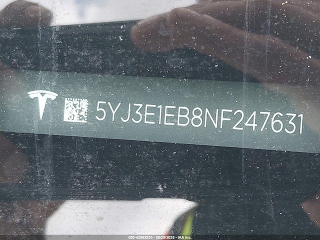 42992830 :رقم المزاد ، 5YJ3E1EB8NF247631 vin ، 2022 Tesla Model 3 Long Range Dual Motor All-wheel Drive مزاد بيع