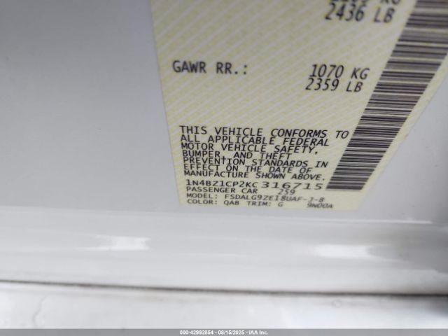 2019 NISSAN LEAF 1N4BZ1CP2KC316715 Photo 8