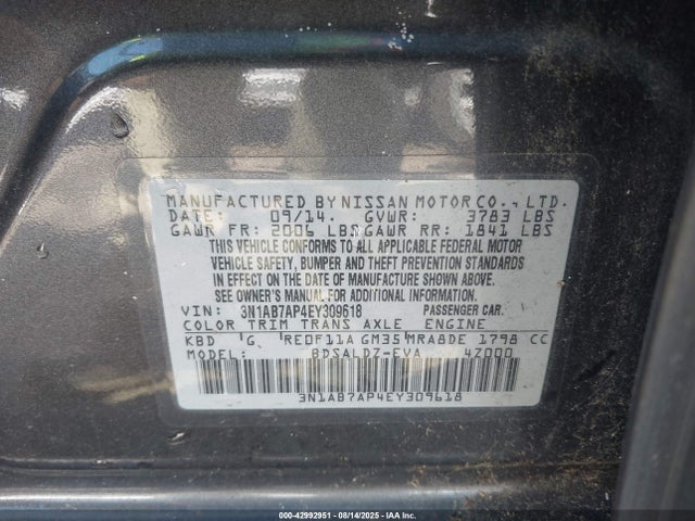 3N1AB7AP4EY309618 Nissan Sentra
