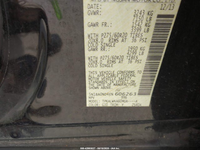 Nissan 2014 2014 5N1BA0ND4EN606263 Image 9