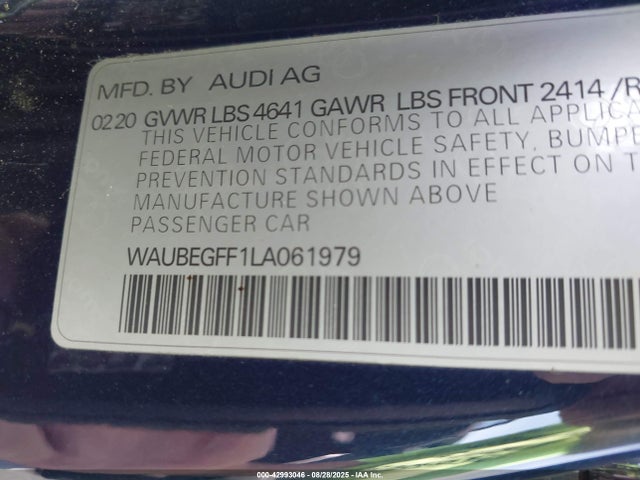 2020 AUDI A3 WAUBEGFF1LA061979 Photo 8