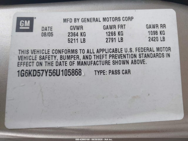 2006 CADILLAC DTS 1G6KD57Y56U105868 Photo 8