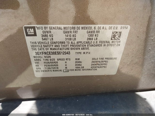 2014 CADILLAC SRX 3GYFNCE38ES612943 Photo 8