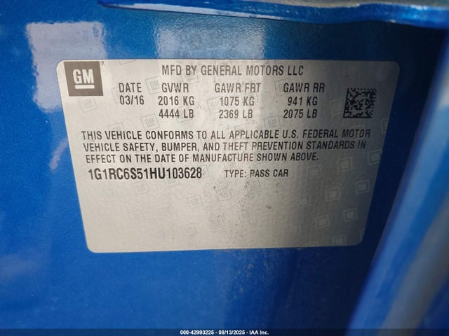 1G1RC6S51HU103628 Chevrolet l3a - di: direct injectio, vvt: variable valve timing, hybrid, gen 1