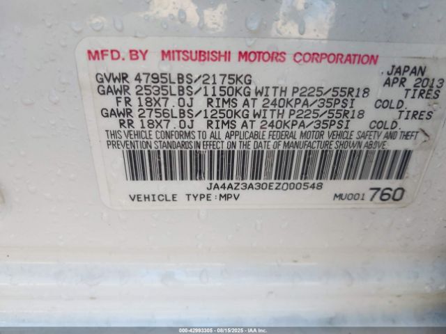2014 MITSUBISHI OUTLANDER JA4AZ3A30EZ000548 Photo 8