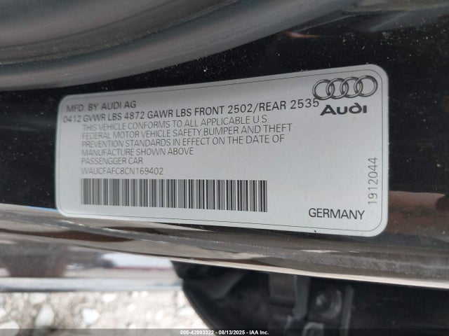 2012 AUDI A6 WAUCFAFC8CN169402 Photo 8