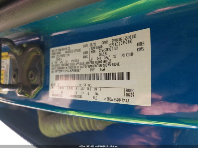 Ford 2.7l-4v 2020 1FTEW1CP3LKF09527 Image 9