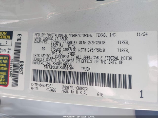 5TFKB5CD4SX001984 Toyota v35a-fts