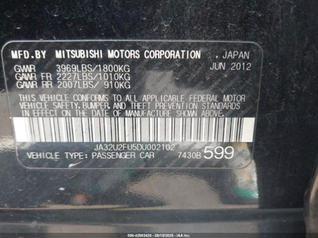 2013 MITSUBISHI LANCER JA32U2FU5DU002102 Photo 8
