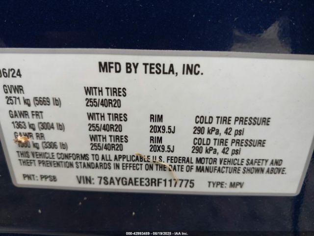 2024 TESLA MODEL Y 7SAYGAEE3RF117775 Photo 8