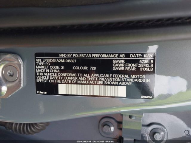 2021 POLESTAR 2 LPSED3KA2ML016327 Photo 8