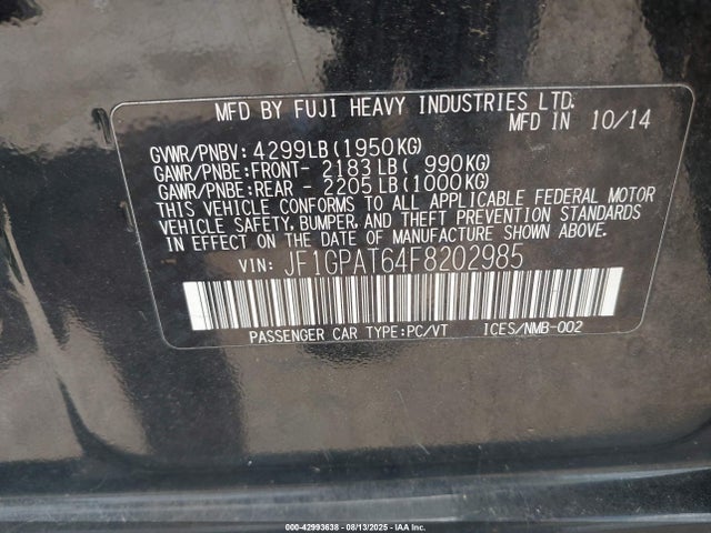 JF1GPAT64F8202985 Subaru 2.0l na