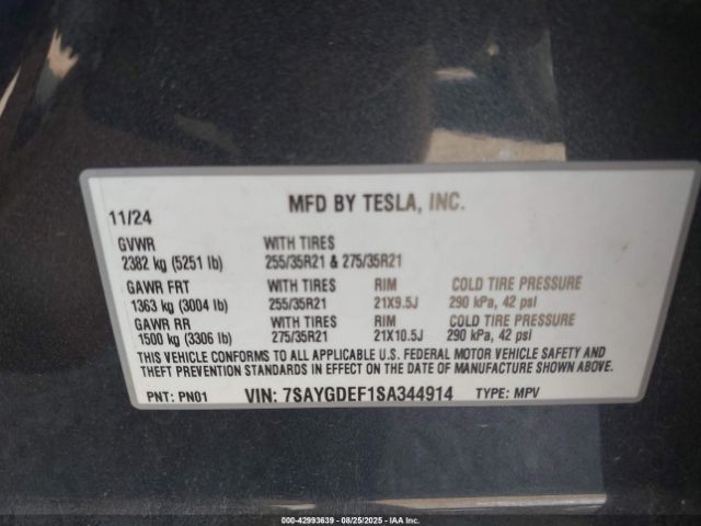 2025 TESLA MODEL Y 7SAYGDEF1SA344914 Photo 8