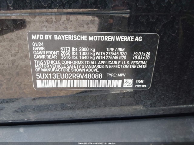 5UX13EU02R9V48088 BMW 2024