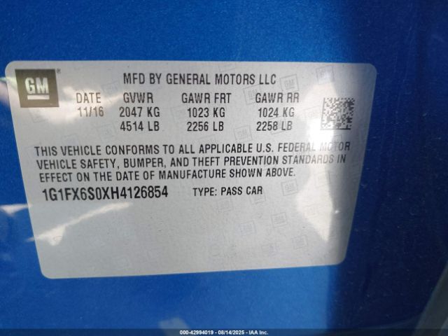 2017 CHEVROLET BOLT EV 1G1FX6S0XH4126854 Photo 8