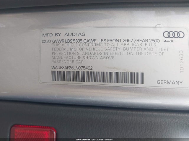 2020 AUDI A6 WAUE8AF26LN075402 Photo 8