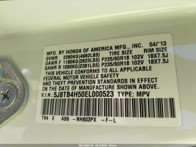 2014 ACURA RDX 5J8TB4H50EL000523 Photo 8