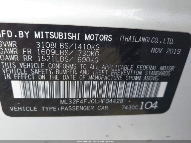 2020 MITSUBISHI MIRAGE G4 ML32F4FJ0LHF04428 Photo 8