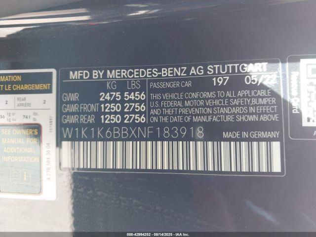 2022 MERCEDES-BENZ AMG E 53 W1K1K6BBXNF183918 Photo 8