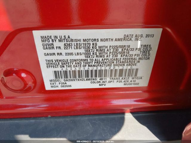 2014 MITSUBISHI OUTLANDER SPORT 4A4AR4AU8EE007316 Photo 8