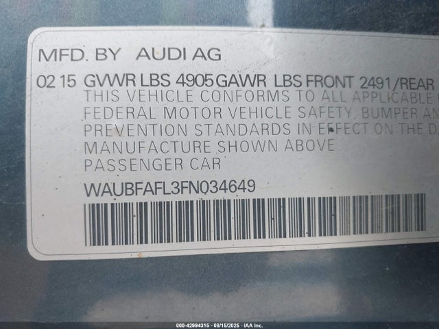 2015 AUDI A4 WAUBFAFL3FN034649 Photo 8