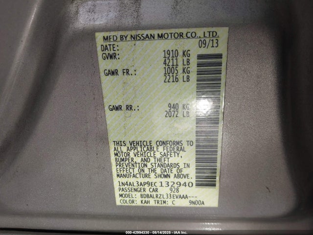 1N4AL3AP9EC132940 Nissan 2014