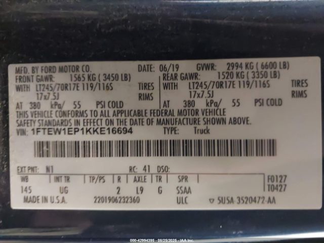 2019 FORD F-150 1FTEW1EP1KKE16694 Photo 8