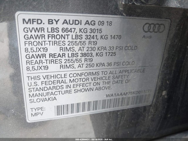 2019 AUDI Q7 WA1AAAF75KD011271 Photo 8
