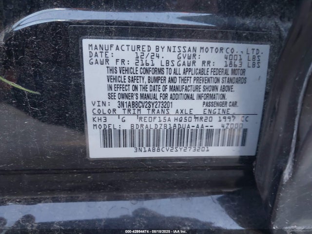 3N1AB8CV2SY273201 Nissan 2025