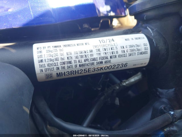 MH3RH25E3SK002236 Yamaha 2025
