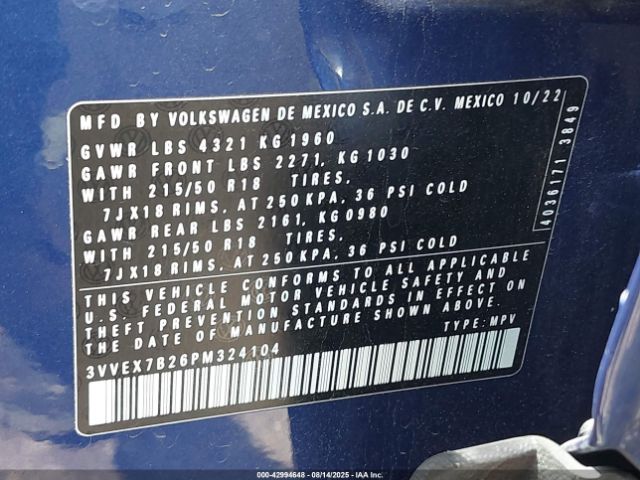 2023 VOLKSWAGEN TAOS 3VVEX7B26PM324104 Photo 8