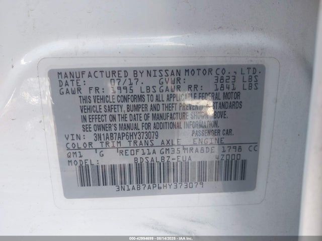 3N1AB7AP6HY373079 Nissan Sentra