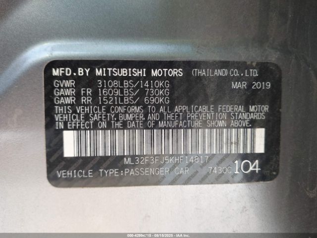 2019 MITSUBISHI MIRAGE G4 ML32F3FJ5KHF14817 Photo 8