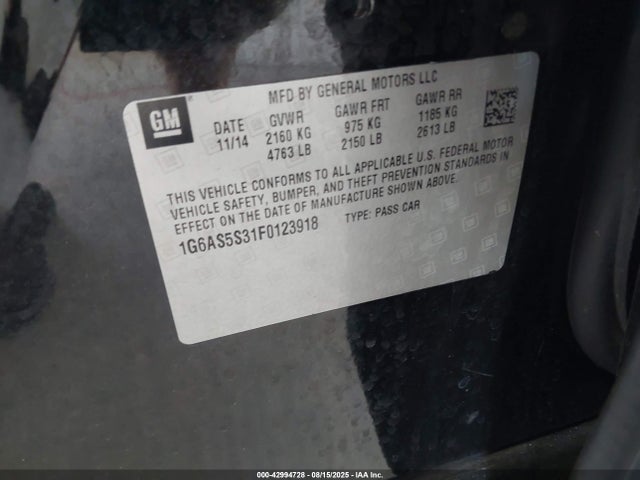 2015 CADILLAC CTS 1G6AS5S31F0123918 Photo 8