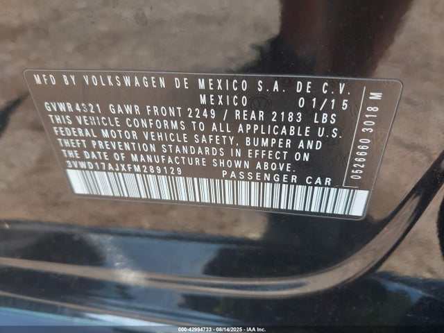 3VWD17AJXFM289129 Volkswagen 1.8t