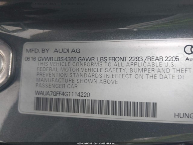 2016 AUDI A3 WAUA7GFF4G1114220 Photo 8