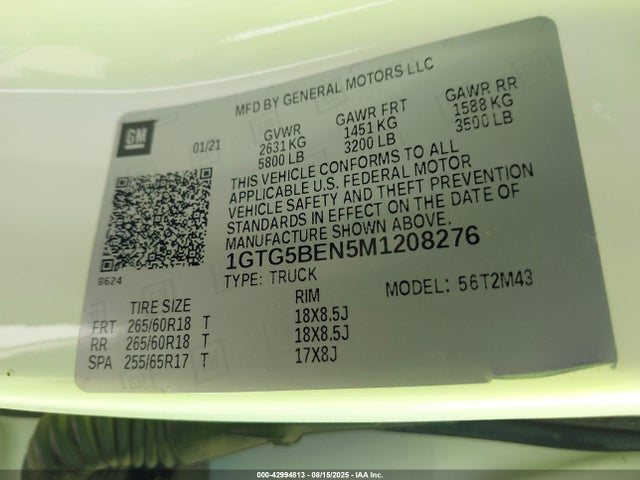 GMC lgz - di, vvt, alum, var2, gen 2 2021 1GTG5BEN5M1208276 Image 20