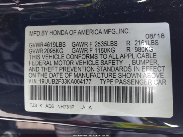 2019 ACURA TLX 19UUB2F33KA004177 Photo 8