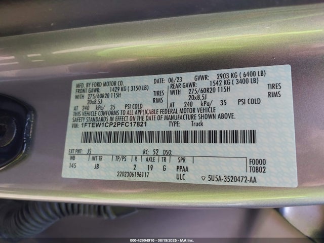 Aukcja sprzedaży 2023 Ford F-150 Xl, vin: 1FTEW1CP2PFC17821, numer aukcji: 42994910