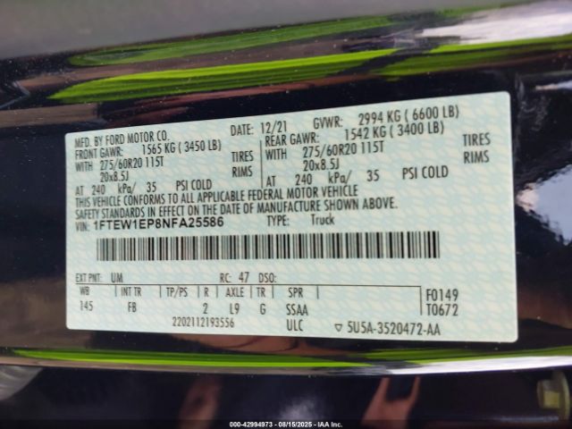 2022 FORD F-150 1FTEW1EP8NFA25586 Photo 8