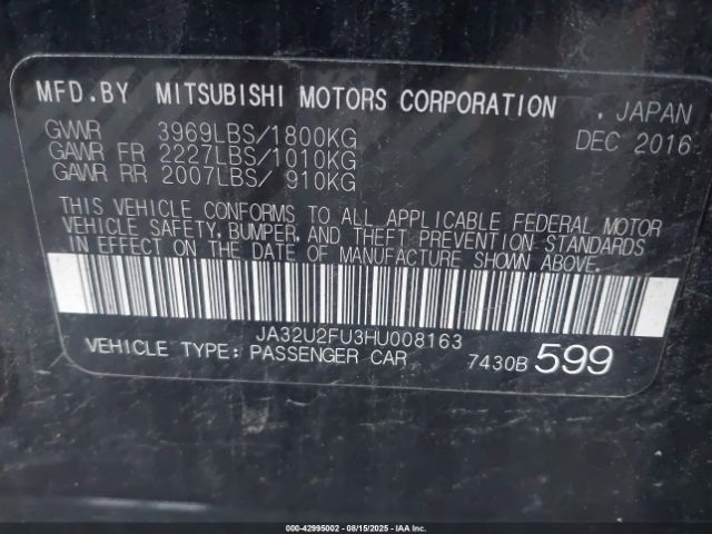 2017 MITSUBISHI LANCER JA32U2FU3HU008163 Photo 8