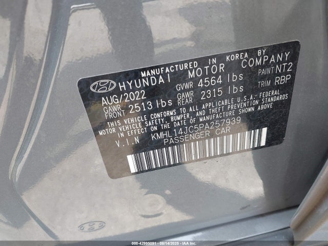 KMHL14JC5PA257939 Hyundai t-gdi theta iii