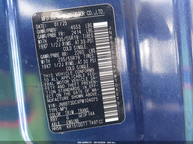 Nissan Rogue 2023 JN8BT3DCXPW104075 Image 9