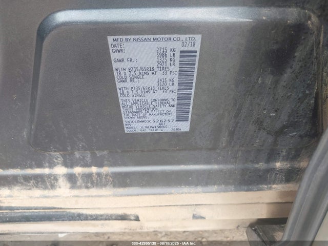 5N1DL0MM0JC526257 Infiniti QX60
